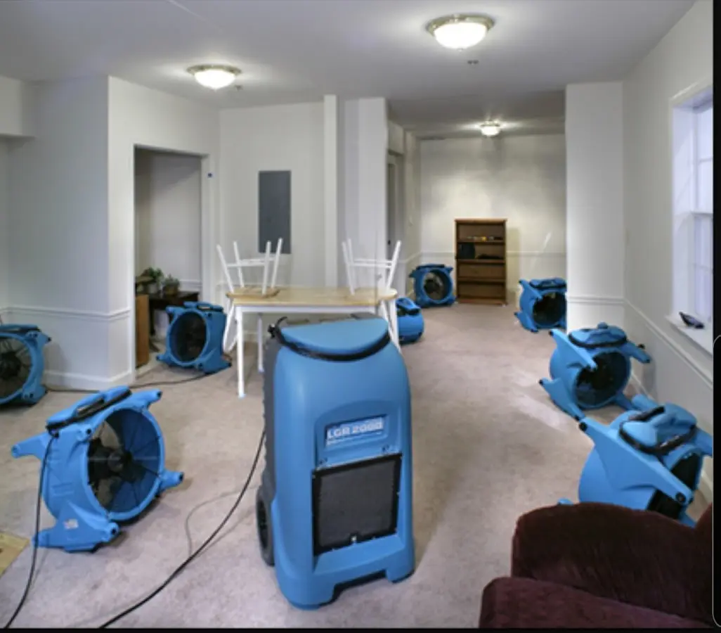 Air movers and dehumidifier setup for Water Extraction & Removal in Sayreville